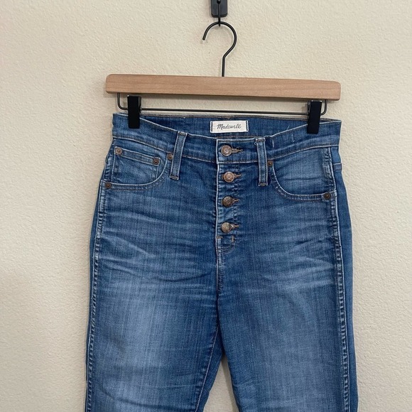 Madewell 10" High-Rise Button Fly Skinny Denim Jeans Chewed-Hem Edition 26 - Picture 6 of 13